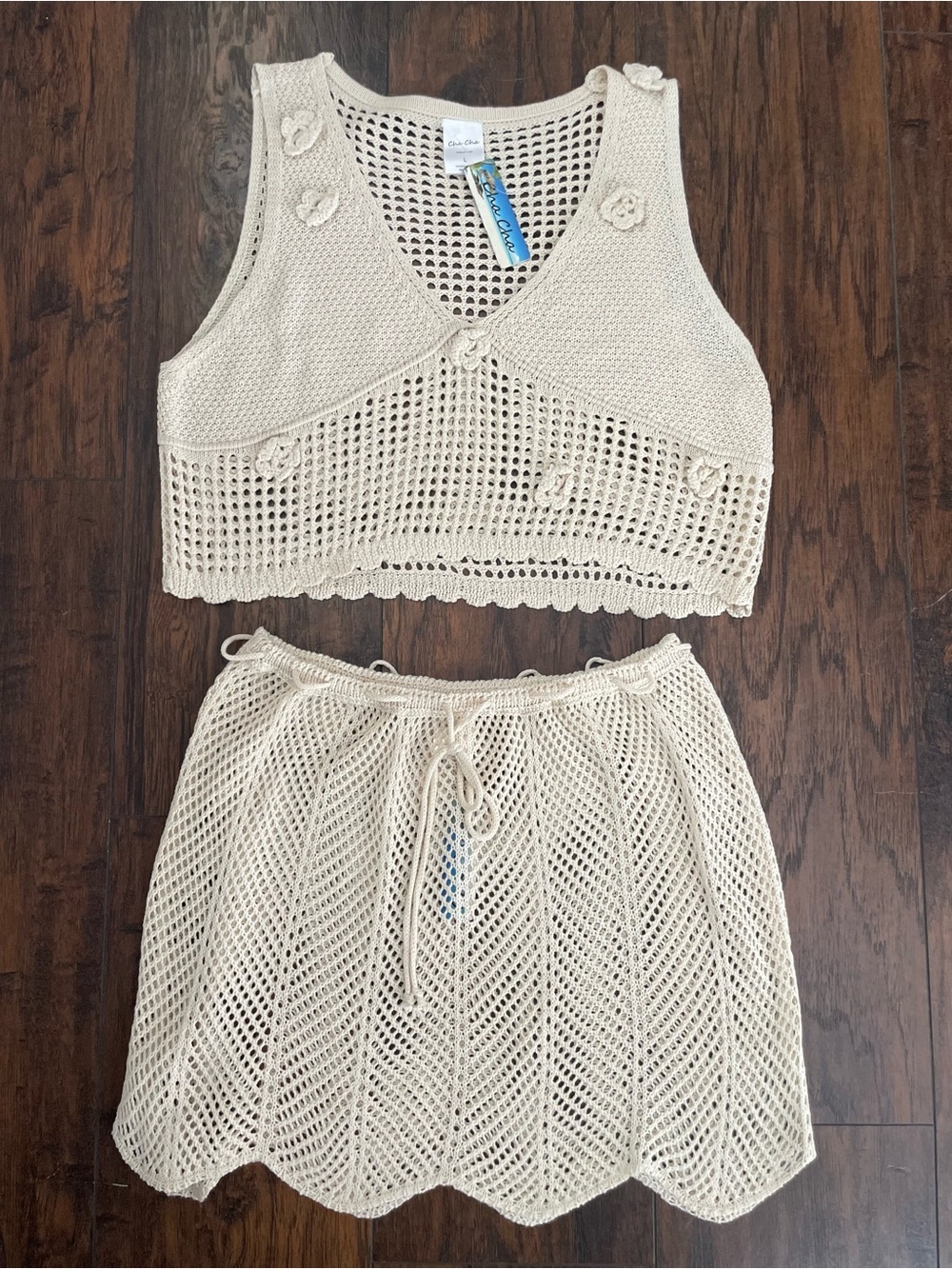 Free People Cream Crochet Midi Skirt - Breathable Knit Summer Style